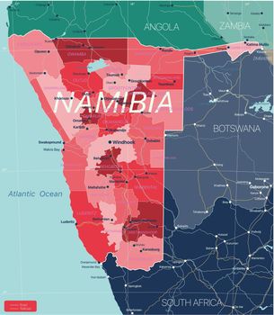 Namibia country detailed editable map