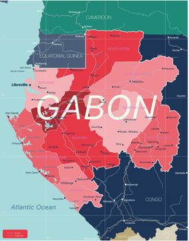 Gabon country detailed editable map