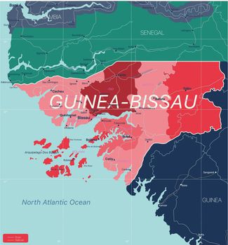Guinea-Bissau country detailed editable map