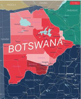Botswana country detailed editable map