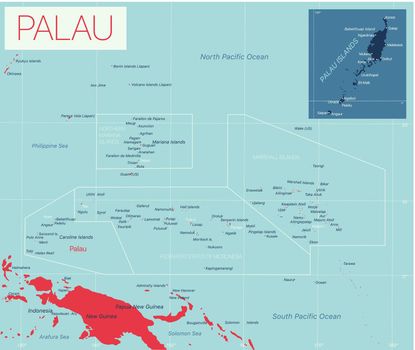 Palau detailed editable map