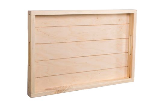 Wooden box on a white background. Storage box. Tray