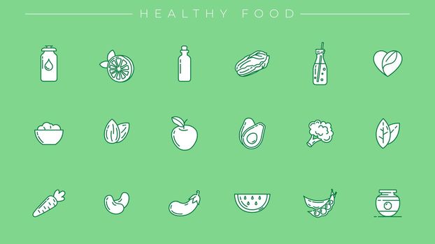 Healthy Food concept line style vector icons set