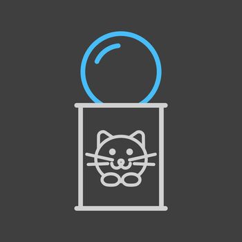 Pet cat food can vector icon on dark background. Pet animal sign