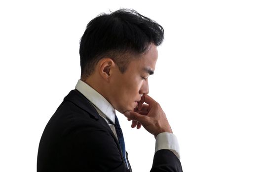 Side view Silhouette of   businessman with thinking concept