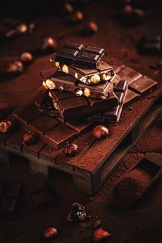 Chocolate pieces with hazelnut