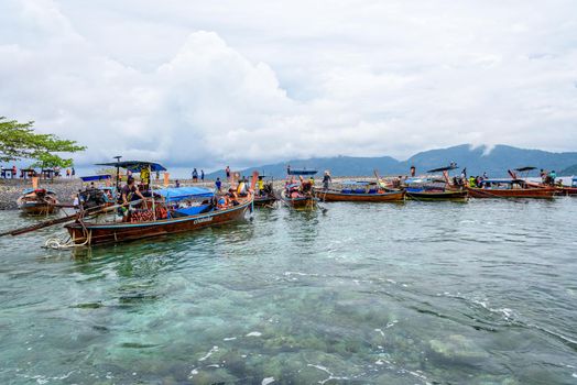 Tourist group arrive at Koh Hin Ngam island in Thailand