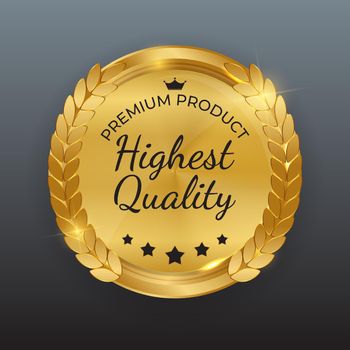 Highest Quality Golden Label Sign. Vector Illustration