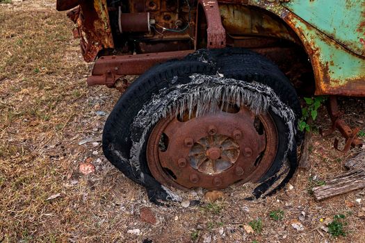 Disintegrating Truck Tyre