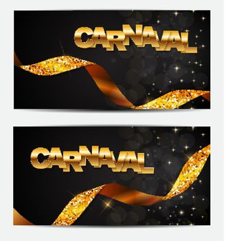 Carnaval golden banner. Vector illustration