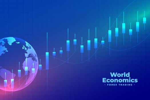 world economics forex trading blue background