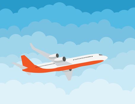 Flying airplane express delivery shipping  concept. Vector Illustration