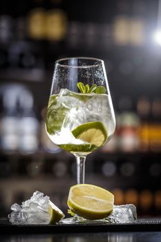 Alcohol cocktail with lime