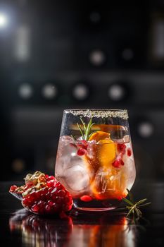 Iced pomegranate and orange drink