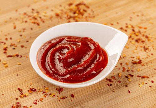Tomato ketchup in a small bowl 