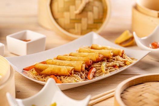 Tasty Chinese spring rolls 