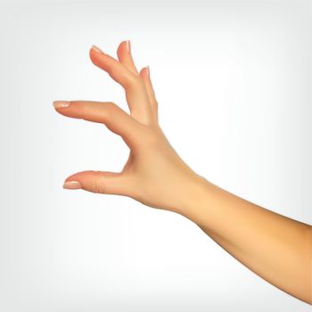 Realistic 3D Silhouette of hand showing the size your fingers, the ability to insert something. Vector Illustration
