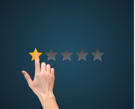 Hand with Star Rating.  Evaluation System and Positive Review Sign. Vector Illustration