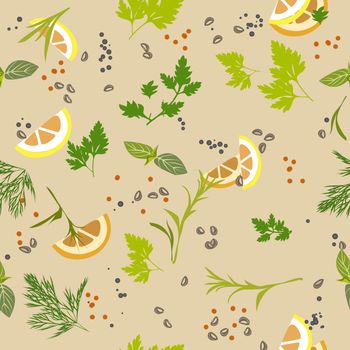 Spices and condiments seamless pattern