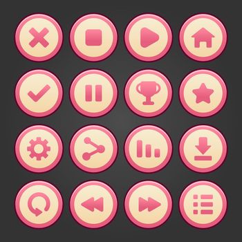 Pink round button set