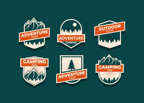 Set the mountain logo and badges. A versatile logo for your business. Vector illustration on a dark background