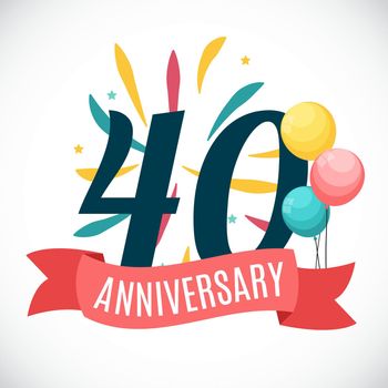 Anniversary 35 Years Template with Ribbon Vector Illustration