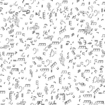 Seamless pattern from Set of musical notes and Treble clef. Vector Illustration.