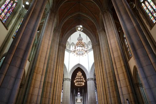 SAO PAULO, BRAZIL - MAY 9, 2019: Sao Paulo Cathedral (Catedral da Se de Sao Paulo) interior, Sao Paulo, Brazil