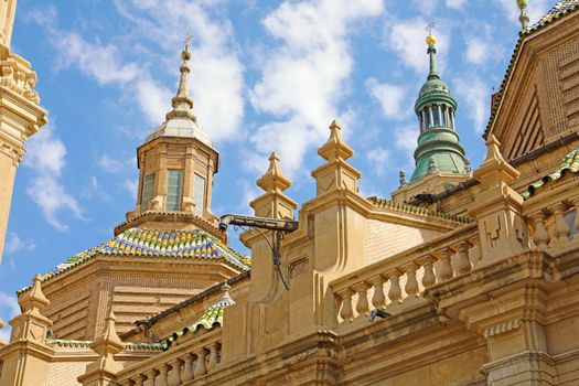 Detail of Basilica Cathedral of Our Lady of Pillar in Zaragoza, Aragon, Spain