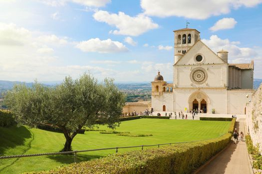 Famous Basilica of St. Francis of Assisi, Umbria, Italy.