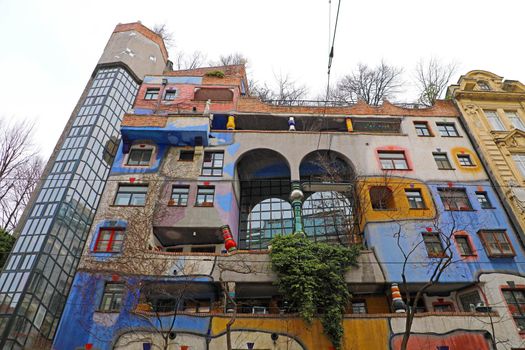 VIENNA, AUSTRIA - JANUARY 9, 2019: Hundertwasser house in Vienna, Austria