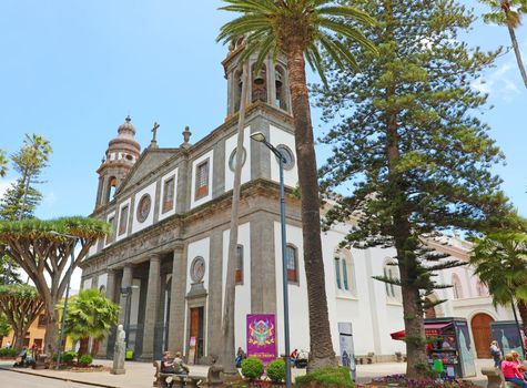 SAN CRISTOBAL DE LA LAGUNA, SPAIN - JUNE 5, 2019: Cathedral of San Cristobal de la Laguna, Tenerife Island, Spain