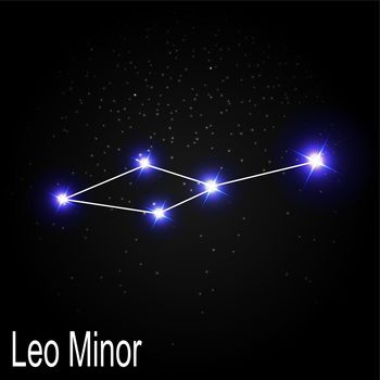 Leo Minor Constellation with Beautiful Bright Stars on the Background of Cosmic Sky Vector Illustration