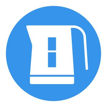 Electric kettle vector white glyph icon. Kitchen appliance
