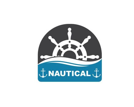 steering ship vector logo icon of nautical maritime
