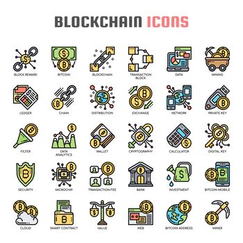 Blockchain , Thin Line and Pixel Perfect Icons