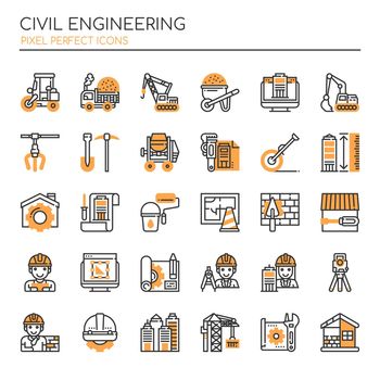 Civil Enginerring , Thin Line and Pixel Perfect Icons
