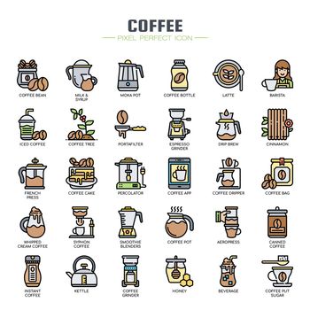 Cofee Elements , Thin Line and Pixel Perfect Icons