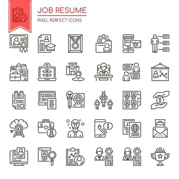 Job Resume , Thin Line and Pixel Perfect Icons

