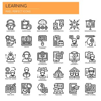 Learning Elements, Thin Line and Pixel Perfect Icons