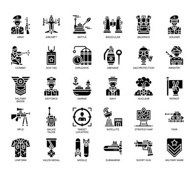 Military Elements , Glyph Icons