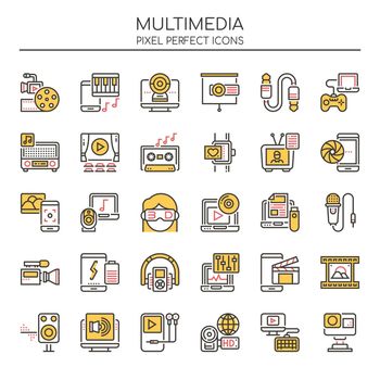 Multimedia Elements , Thin Line and Pixel Perfect Icons
