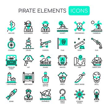Pirate Elements , Thin Line and Pixel Perfect Icons