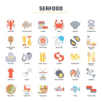 Seafood , Thin Line and Pixel Perfect Icons
