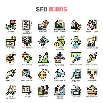 SEO , Thin Line and Pixel Perfect Icons