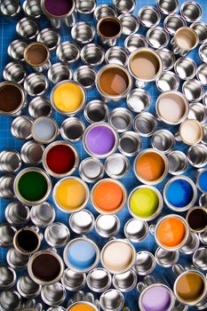 Paint cans color palette and Rainbow colors 