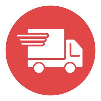 Fast shipping delivery truck vector flat white glyph icon