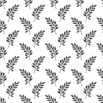 Seamless natural pattern of plant branches for texture, textiles and simple backgrounds. Flat design.