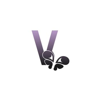 Letter V with butterfly icon logo design vector