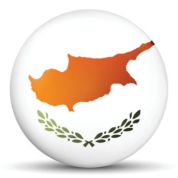 Glass light ball with flag of Cyprus. Round sphere, template icon. National symbol. Glossy realistic ball, 3D abstract vector illustration highlighted on a white background. Big bubble